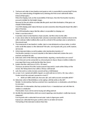 Determine Which of the Following Statements about Merchandise is Correct