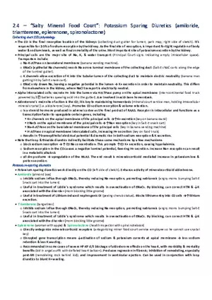 Salty Mineral Food Court  Potassium Sparing Diuretics