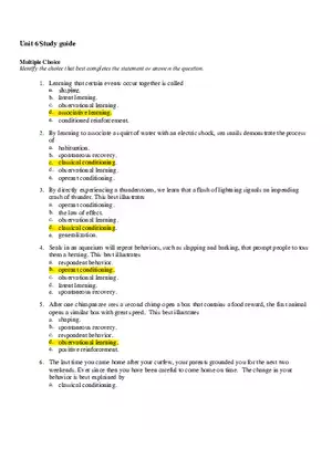 Psychology Unit 6 Answers