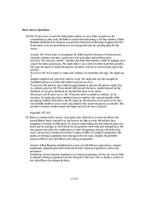 Chapter 11 Social Cognitive Views of Learning and Motivation Short Answer