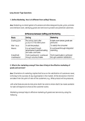 Marketing Long Answer Type Questions