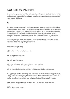 Marketing Application Type Questions