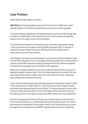 Marketing Case Problem