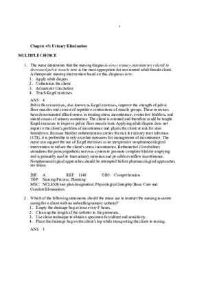 Chapter 45 Urinary Elimination Answers 1