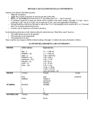 Dosage Calculations Rules and Conversions