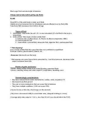 Med Surge Fluid and Electrolyte Imbalances