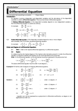 Differential Equation Notes