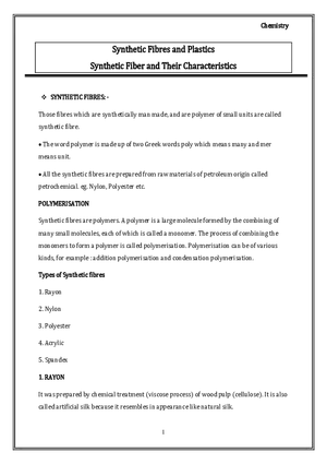 Synthetic Fiber and Their Characteristics