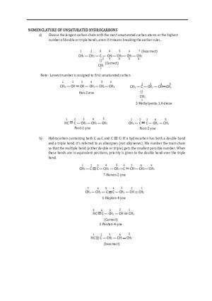 Nomenclature of Unsaturated Hydrocarbons