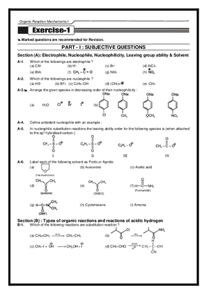 Organic Reaction Mechanisms-I Exercises