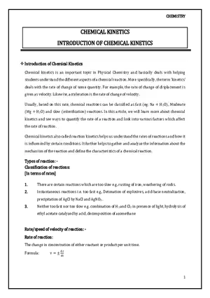 Introduction of Chemical Kinetics