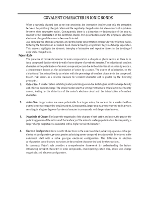 Covalent Character in Ionic Bonds