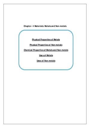 Chapter- 4 Materials. Metals and Non-metals