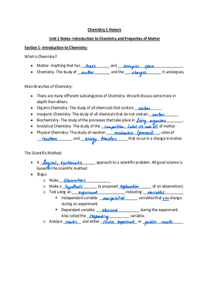 KEY- Unit 1 Notes Handouts