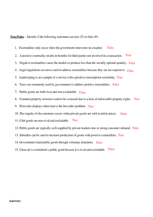 Module 9 Market Failure True False