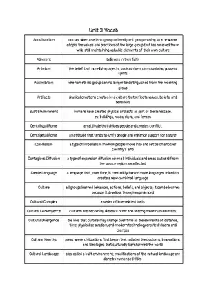 Human Geography Unit 3 Vocab
