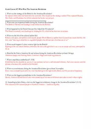 Crash Course # 7 Who Won The American Revolution