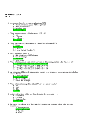 Computer Systems Servicing Written Exam  Set B