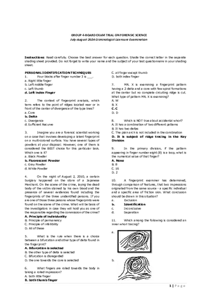 Exam Trial on Forensic Science