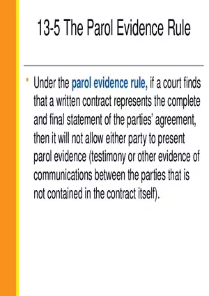 13-5 The Parol Evidence Rule