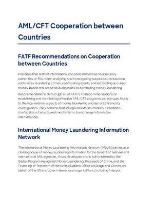 AML-CFT Cooperation between Countries