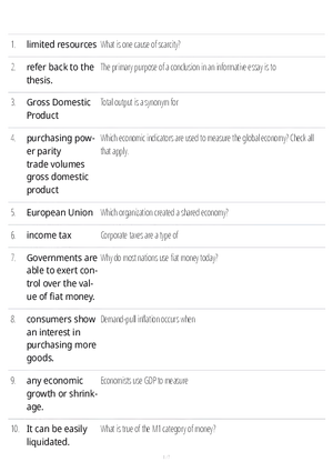 Economic Exam Question to Study