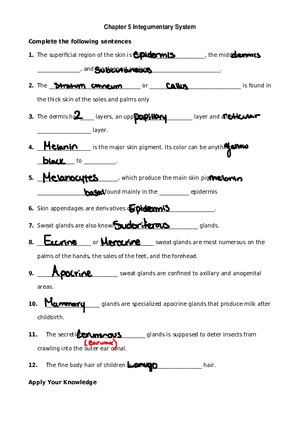 Chapter 5 Integumentary System