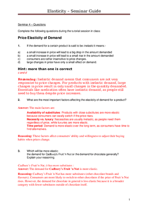 Price Elasticity of Demand Answers