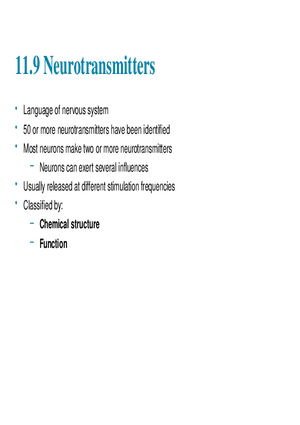 11.9 Neurotransmitters