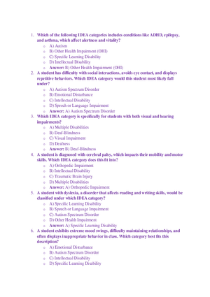 IDEA 14 Disability Categories