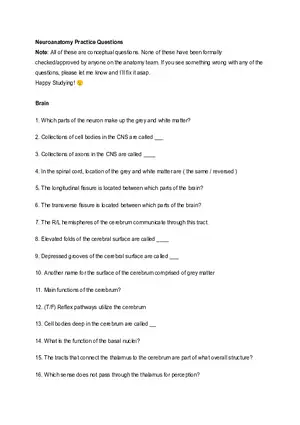 Brain Practice Questions