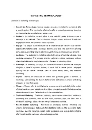 Marketing Terminologies