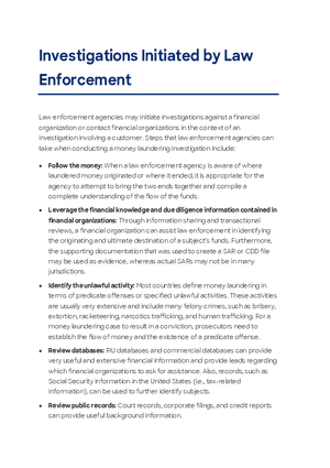 Investigations Initiated by Law Enforcement