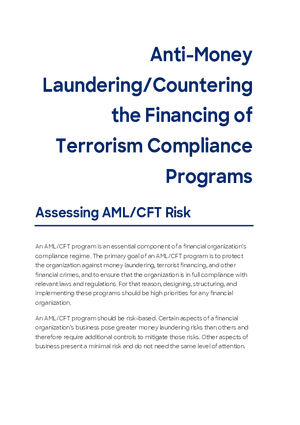 Assessing AML-CFT Risk