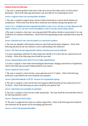 Exam #2 Units 4,5,6 Med Surg