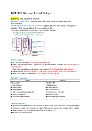 Lecture 1 The Advent of Animals