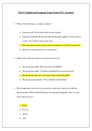 TEAS 7 English and Language Usage Exam