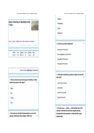 Seven Churches in Revelation Part 1 Quiz