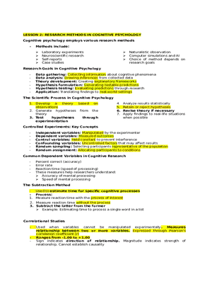 Lesson 2  Research Methods in Cognitive Psychology