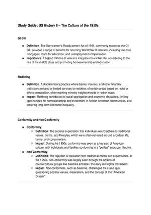 US History  – The Culture of the 1950s