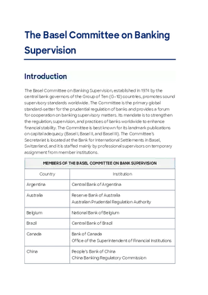 The Basel Committee on Banking Supervision