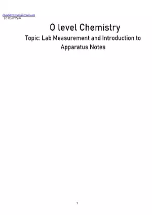 Topic: Lab Measurement and Introduction to Apparatus Notes