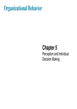 Chapter 5 Perception and Individual Decision Making