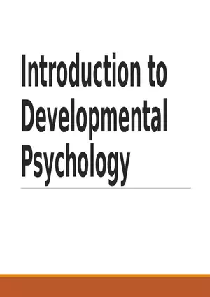 Introduction to Developmental Psychology