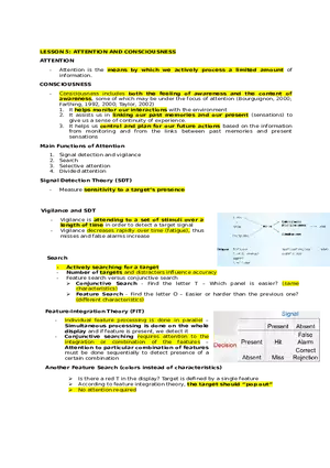 Lesson 5 Attention and Consciousness