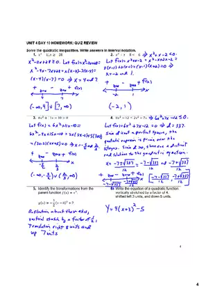 Algebra Unit 2 Day 10 Homework