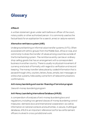 Anti-Money Laundering Glossary