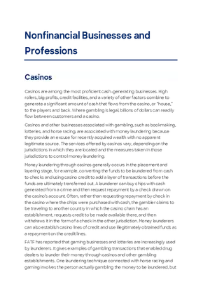 Nonfinancial Businesses and Professions