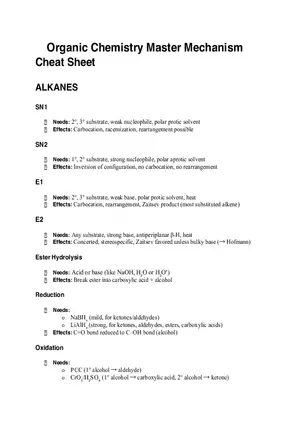 Organic Chemistry Master Mechanism Cheat Sheet