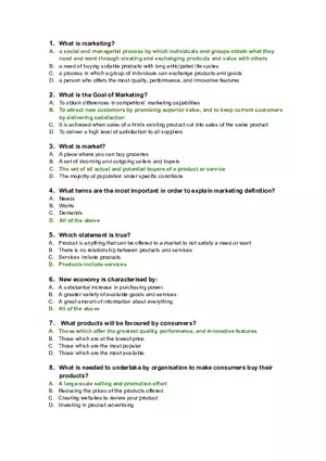 Marketing Exam Questions and Answers